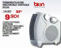 Bricofer Termoventilatore orizzontale/verticale atlas bion offerta