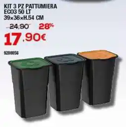 Bricofer Kit 3 pz pattumiera ECO 39x36xH.54 CM offerta
