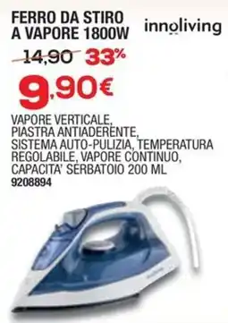 Bricofer Ferro da stiro a vapore 1800W innoliving offerta