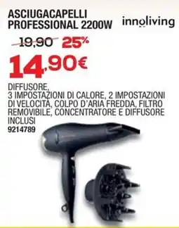 Bricofer Asciugacapelli ferro da stiro conblake a vapore 1800W innoliving offerta