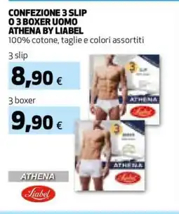 Coop CONFEZIONE 3 SLIP O 3 BOXER UOMO ATHENA BY LIABEL offerta