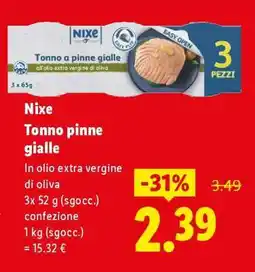 Lidl Nixe Tonno pinne gialle offerta
