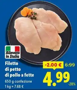 Lidl Filetto di petto di pollo a fette offerta