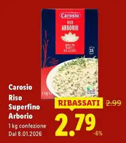 Lidl Carosio Riso superfino Arborio offerta