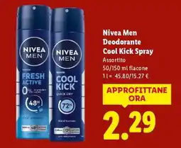 Lidl Nivea Men Deodorante Cool Kick Spray offerta