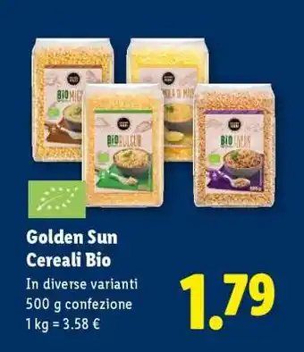 Lidl Golden Sun Cereali bio offerta