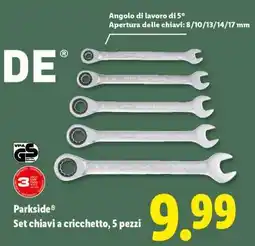 Lidl Parkside Set chiavi a cricchetto, 5 pezzi offerta