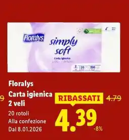 Lidl Florays Carta igienica 2 veli offerta