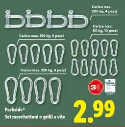 Lidl PARKSIDE Set moschettoni o grilli a vite offerta
