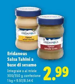 Lidl Eridanous Salsa Tahini a base di sesamo offerta