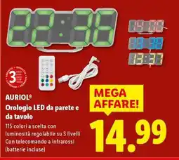 Lidl AURIOL Orologio LED da parete e da tavolo offerta