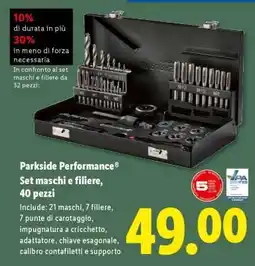 Lidl Parkside Performance Set maschi e filiere, 40 pezzi offerta
