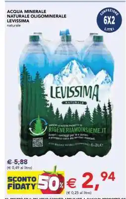 Esselunga ACQUA MINERALE NATURALE OLIGOMINERALE LEVISSIMA offerta