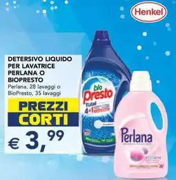 Esselunga DETERSIVO LIQUIDO PER LAVATRICE PERLANA O BIOPRESTO offerta