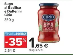 Carrefour Sugo al Basilico e Datterini Cirio offerta