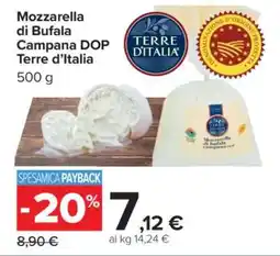 Carrefour Mozzarella di Bufala Campana DOP Terre d'Italia offerta