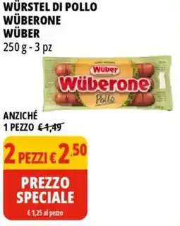 Tigros Würstel di pollo wüberone WÜBER offerta