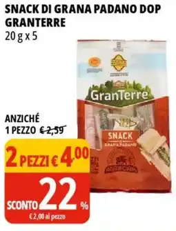 Tigros Snack di grana padano dop GRANTERRE offerta