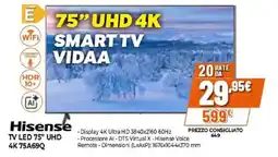 Expert Hisense TV LED 75" UHD 4K 75A69Q offerta