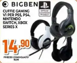 Expert BIGBEN CUFFIE GAMING V1 PER PS5, PS4, NINTENDO SWITCH, XBOX SERIES X offerta