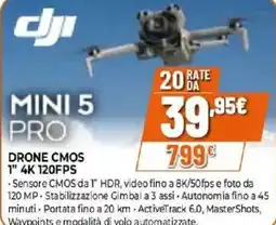Expert dji MINI 5 PRO DRONE CMOS 1" 4K 120FPS offerta