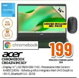 Expert acer CHROMEBOOK CBOA3141HC5GY offerta