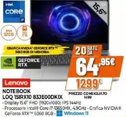 Expert Lenovo NOTEBOOK LOQ 151RX10 83JE0ODKIX offerta