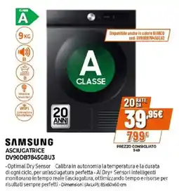 Expert SAMSUNG ASCIUGATRICE DV90DB7845GBU3 offerta