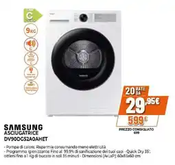 Expert SAMSUNG ASCIUGATRICE DV90DG52A0AHET offerta
