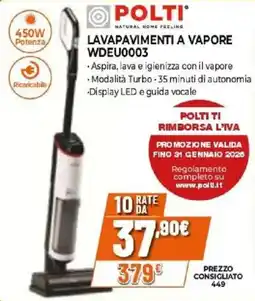 Expert POLTI LAVAPAVIMENTI A VAPORE WDEU0003 offerta