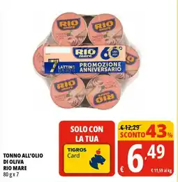 Tigros Tonno all'olio di oliva RIO MARE offerta