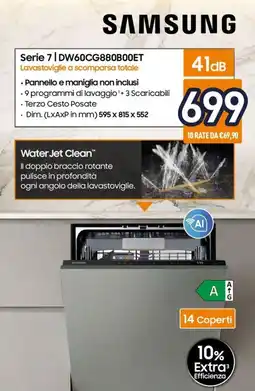 Unieuro SAMSUNG Serie 7 DW60CG880B00ET Lavastoviglie a scomparsa totale offerta