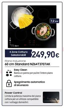Unieuro SAMSUNG Piano Induzione 60 cm Standard NZ64T3707AK offerta