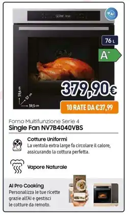 Unieuro SAMSUNG Forno Multifunzione Serie 4 Single Fan NV7B4040VBS offerta