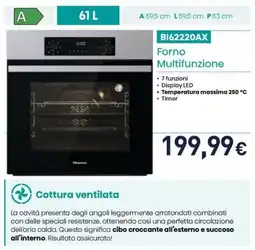 Unieuro Hisense B162220AX Forno Multifunzione offerta