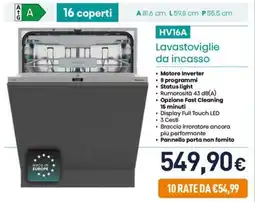 Unieuro Hisense HV16A Lavastoviglie da incasso offerta