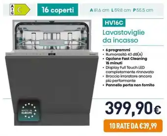 Hisense HV16C Lavastoviglie da incasso