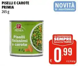 Tigros Piselli e carote PRIMIA offerta