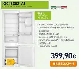 Unieuro IGNIS IGC18D021A1 Combinato statico da incasso offerta