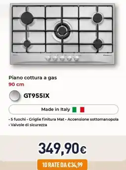 Unieuro GLEMGAS Piano cottura a gas GT9551X offerta