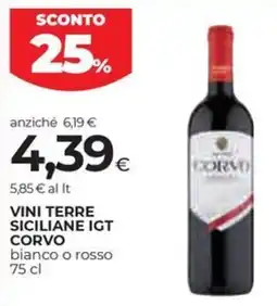 Coop Vini terre siciliane IGT CORVO offerta