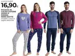 Coop Pigiama in caldo cotone uomo o donna NERO NOTTE offerta