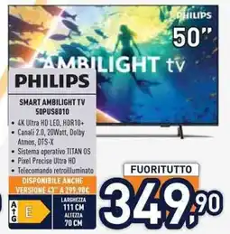 Unieuro PHILIPS SMART AMBILIGHT TV 50PUS8010 offerta