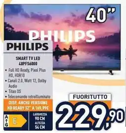 Unieuro PHILIPS SMART TV LED 40PFS6000 offerta