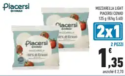 Conad Superstore Mozzarella light PIACERSI CONAD offerta