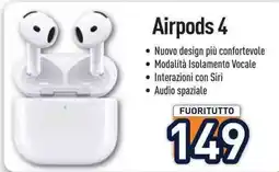 Unieuro Airpods 4 offerta