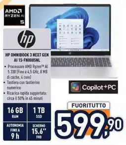 Unieuro HP OMNIBOOK 3 NEXT GEN Al 15-FN0005NL offerta