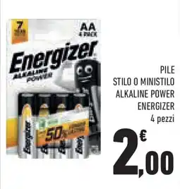 Conad Superstore Pile stilo o ministilo alkaline power ENERGIZER 4 pezzi offerta