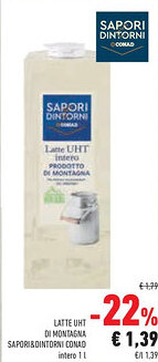 Conad Superstore Latte uht di montagna SAPORI&DINTORNI CONAD offerta