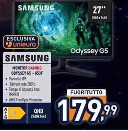 Unieuro SAMSUNG MONITOR GAMING ODYSSEY G5-653F offerta